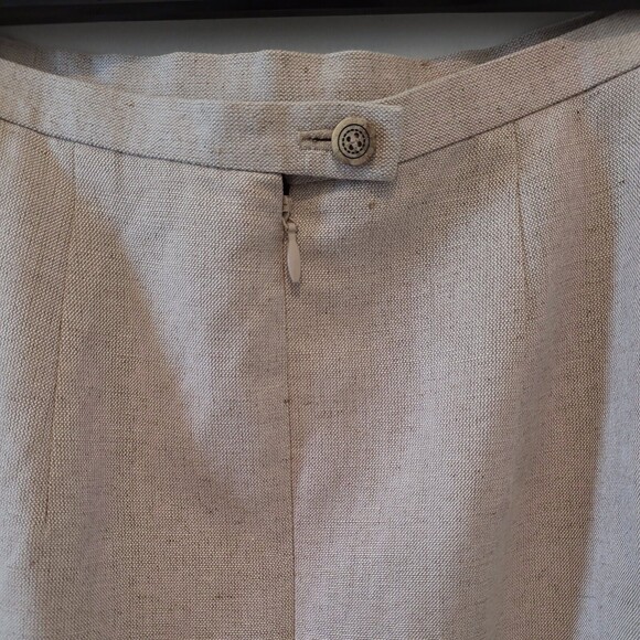 Harve Benard Beige Fringe Linen Blend Lined Straight Pencil Skirt Womens 10 - Picture 4 of 11